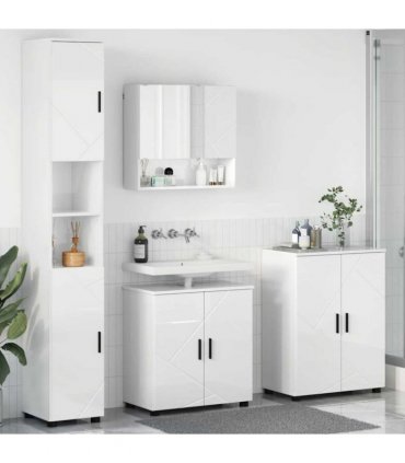 vidaXL Bathroom Furniture Set Wall-mounted 4 pcs High Gloss White — V0672002487