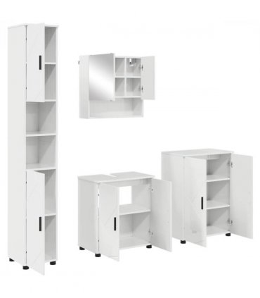 vidaXL Bathroom Furniture Set Wall-mounted 4 pcs High Gloss White — V0672002487