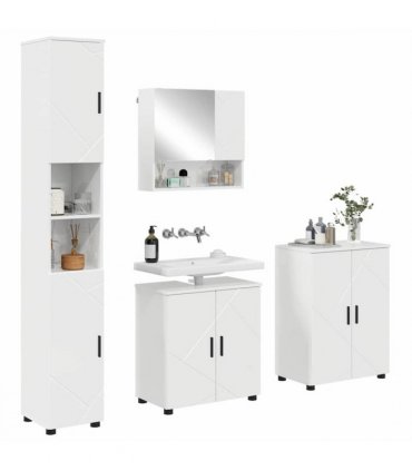 vidaXL Bathroom Furniture Set Wall-mounted 4 pcs High Gloss White — V0672002487