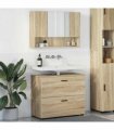 vidaXL Bathroom Furniture Set with Drawer with Shelf 2 pcs Sonoma Oak