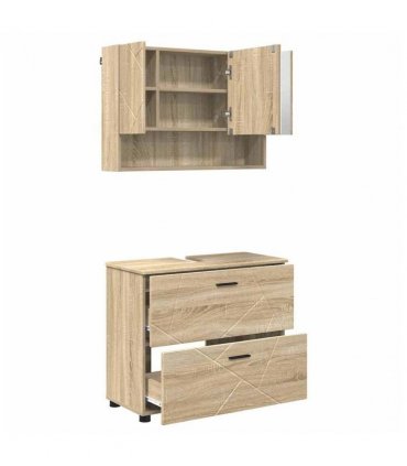 vidaXL Bathroom Furniture Set with Drawer with Shelf 2 pcs Sonoma Oak