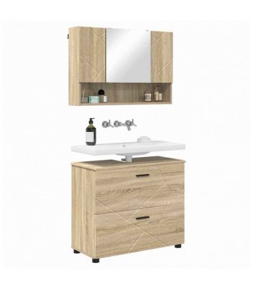 vidaXL Bathroom Furniture Set with Drawer with Shelf 2 pcs Sonoma Oak