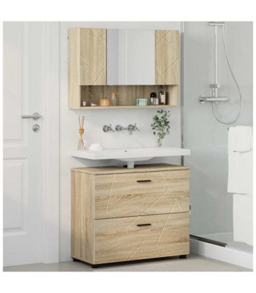 vidaXL Bathroom Furniture Set with Drawer with Shelf 2 pcs Sonoma Oak