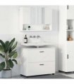 vidaXL Bathroom Furniture Set 2 pcs White Engineered Wood and Metal