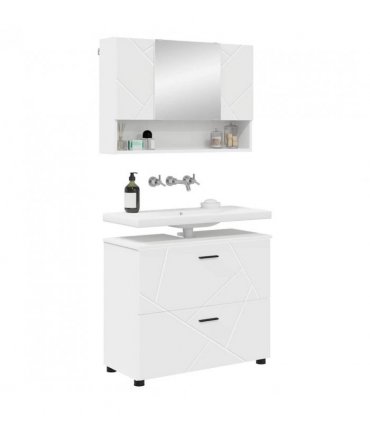 vidaXL Bathroom Furniture Set 2 pcs White Engineered Wood and Metal