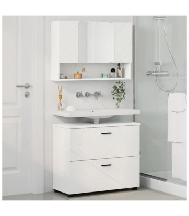 vidaXL Bathroom Furniture Set 2 pcs White Engineered Wood and Metal