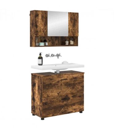 vidaXL Bathroom Furniture Set with Drawer with Shelf 2 pcs Smoked Oak