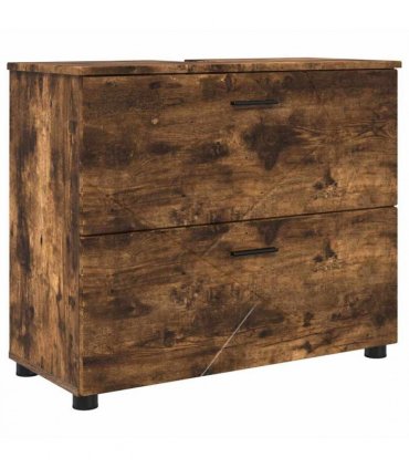 vidaXL Bathroom Furniture Set with Drawer with Shelf 2 pcs Smoked Oak