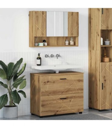 vidaXL Bathroom Furniture Set with Drawer with Shelf 2 pcs Artisan Oak