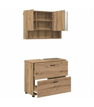 vidaXL Bathroom Furniture Set with Drawer with Shelf 2 pcs Artisan Oak