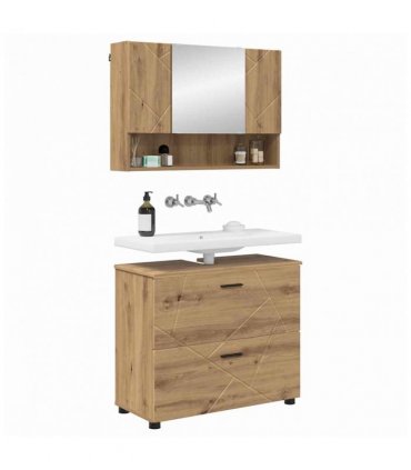 vidaXL Bathroom Furniture Set with Drawer with Shelf 2 pcs Artisan Oak