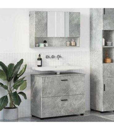 vidaXL Bathroom Furniture Set with Drawer 2 pcs Concrete Grey