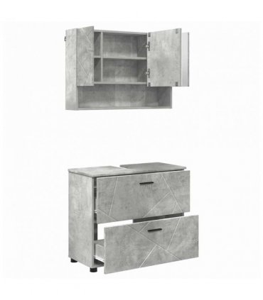 vidaXL Bathroom Furniture Set with Drawer 2 pcs Concrete Grey