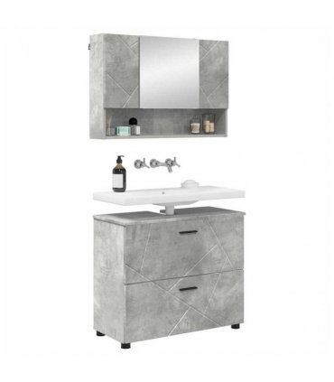 vidaXL Bathroom Furniture Set with Drawer 2 pcs Concrete Grey