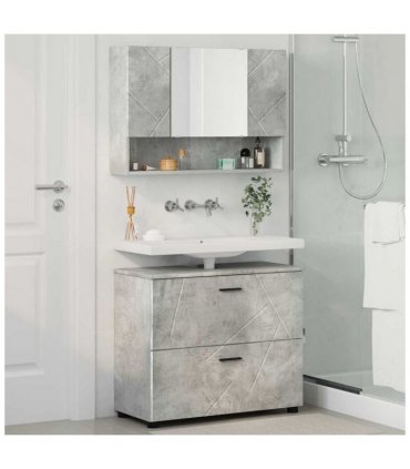vidaXL Bathroom Furniture Set with Drawer 2 pcs Concrete Grey