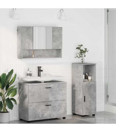 vidaXL Bathroom Furniture Set with Drawer 3 pcs Concrete Grey — V0672002496