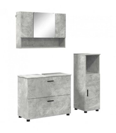 vidaXL Bathroom Furniture Set with Drawer 3 pcs Concrete Grey — V0672002496