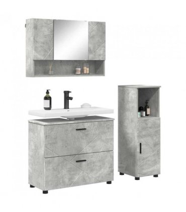 vidaXL Bathroom Furniture Set with Drawer 3 pcs Concrete Grey — V0672002496