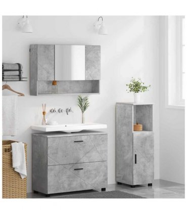 vidaXL Bathroom Furniture Set with Drawer 3 pcs Concrete Grey — V0672002496