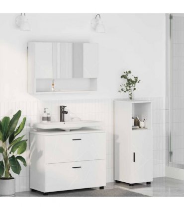 vidaXL Bathroom Furniture Set 3 pcs White Engineered Wood and Metal