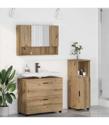vidaXL Bathroom Furniture Set with Drawer with Shelf 3 pcs Artisan Oak
