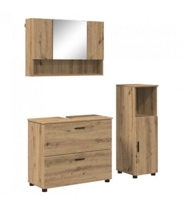 vidaXL Bathroom Furniture Set with Drawer with Shelf 3 pcs Artisan Oak