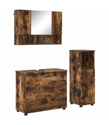 vidaXL Bathroom Furniture Set with Drawer with Shelf 3 pcs Smoked Oak