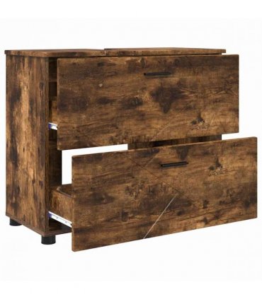 vidaXL Bathroom Furniture Set with Drawer with Shelf 3 pcs Smoked Oak