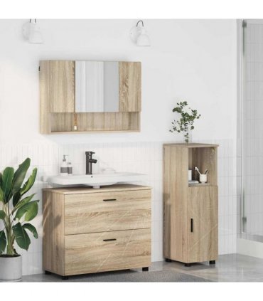 vidaXL Bathroom Furniture Set with Drawer with Shelf 3 pcs Sonoma Oak