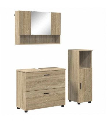 vidaXL Bathroom Furniture Set with Drawer with Shelf 3 pcs Sonoma Oak