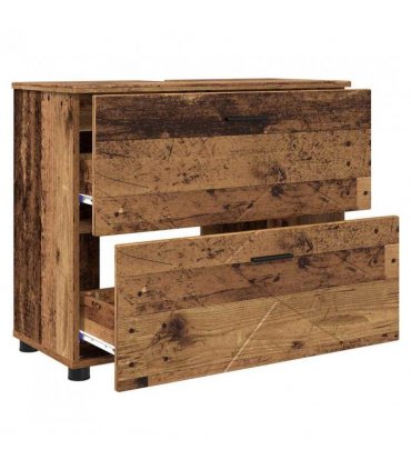 vidaXL Bathroom Furniture Set 3 pcs Old Wood Engineered Wood and Metal