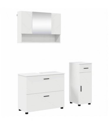 vidaXL Bathroom Furniture Set 3 pcs White Engineered Wood and Metal — V0672002504