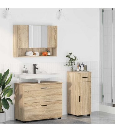 vidaXL Bathroom Furniture Set with Drawer with Shelf 3 pcs Sonoma Oak — V0672002506