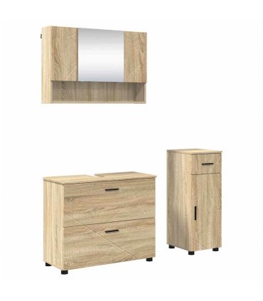 vidaXL Bathroom Furniture Set with Drawer with Shelf 3 pcs Sonoma Oak — V0672002506