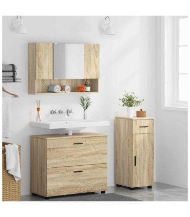vidaXL Bathroom Furniture Set with Drawer with Shelf 3 pcs Sonoma Oak — V0672002506