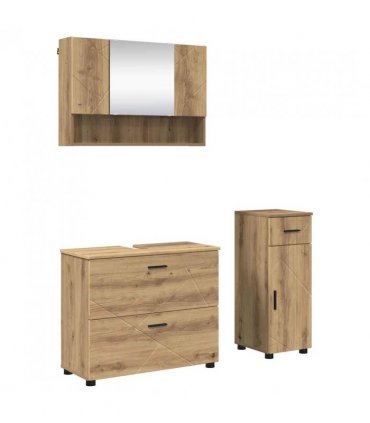 vidaXL Bathroom Furniture Set with Drawer with Shelf 3 pcs Artisan Oak — V0672002507