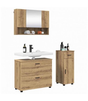 vidaXL Bathroom Furniture Set with Drawer with Shelf 3 pcs Artisan Oak — V0672002507