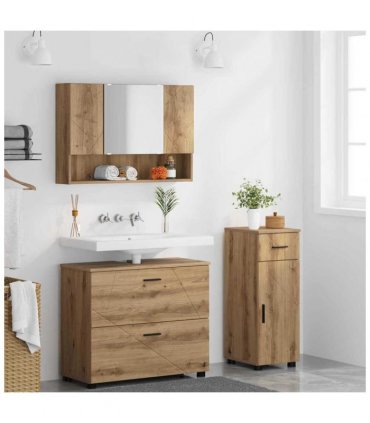 vidaXL Bathroom Furniture Set with Drawer with Shelf 3 pcs Artisan Oak — V0672002507