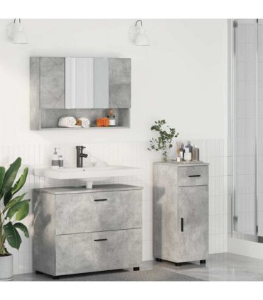 vidaXL Bathroom Furniture Set with Drawer 3 pcs Concrete Grey — V0672002509