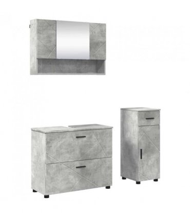 vidaXL Bathroom Furniture Set with Drawer 3 pcs Concrete Grey — V0672002509