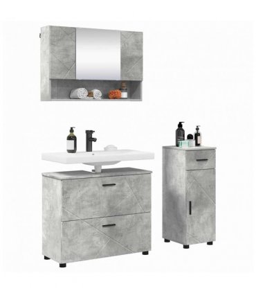 vidaXL Bathroom Furniture Set with Drawer 3 pcs Concrete Grey — V0672002509