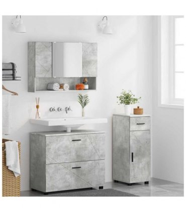 vidaXL Bathroom Furniture Set with Drawer 3 pcs Concrete Grey — V0672002509
