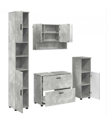 vidaXL Bathroom Furniture Set with Drawer 4 pcs Concrete Grey — V0672002510
