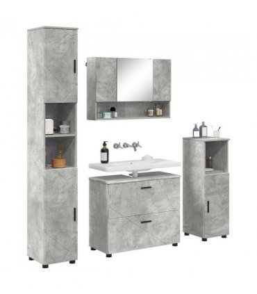 vidaXL Bathroom Furniture Set with Drawer 4 pcs Concrete Grey — V0672002510