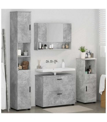 vidaXL Bathroom Furniture Set with Drawer 4 pcs Concrete Grey — V0672002510