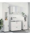 vidaXL Bathroom Furniture Set 4 pcs White Engineered Wood and Metal