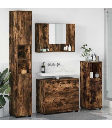 vidaXL Bathroom Furniture Set with Drawer with Shelf 4 pcs Smoked Oak