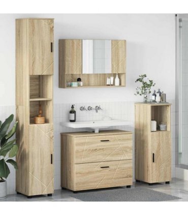 vidaXL Bathroom Furniture Set with Drawer with Shelf 4 pcs Sonoma Oak
