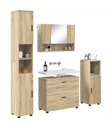 vidaXL Bathroom Furniture Set with Drawer with Shelf 4 pcs Sonoma Oak