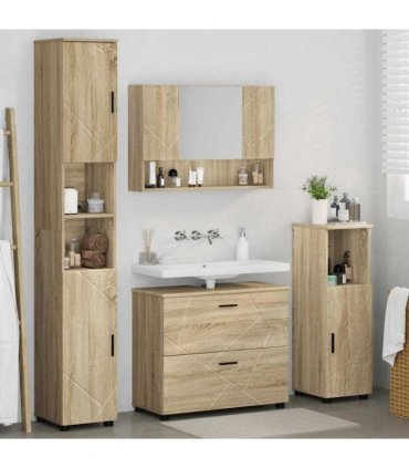 vidaXL Bathroom Furniture Set with Drawer with Shelf 4 pcs Sonoma Oak